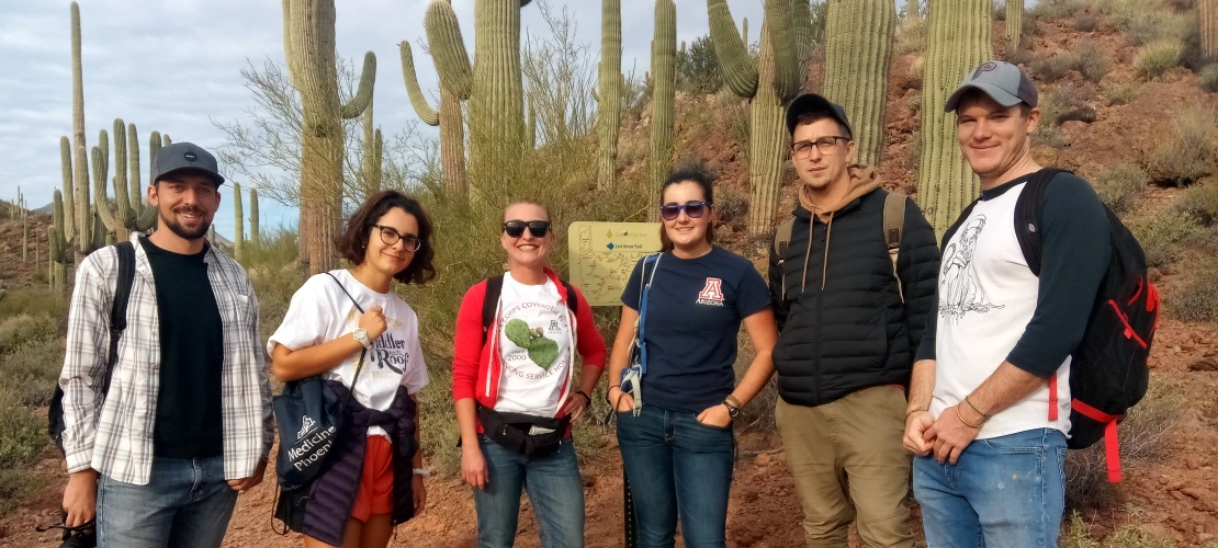 UArizona Peace Corps Prep students and Coverdell fellows go for a hike at Sweetwater trail 2019