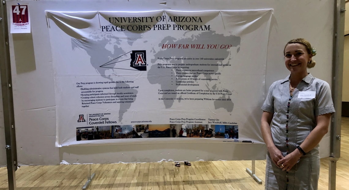 Jacy Woodruff presents UArizona's Peace Corps Prep Program at the Coverdell Poster Showcase (2020)